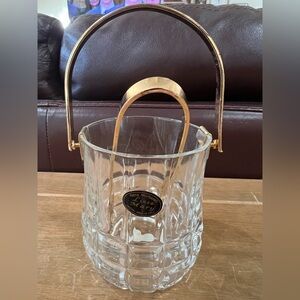 Arte Murano small ice bucket and tongs. Made in Italy NWT